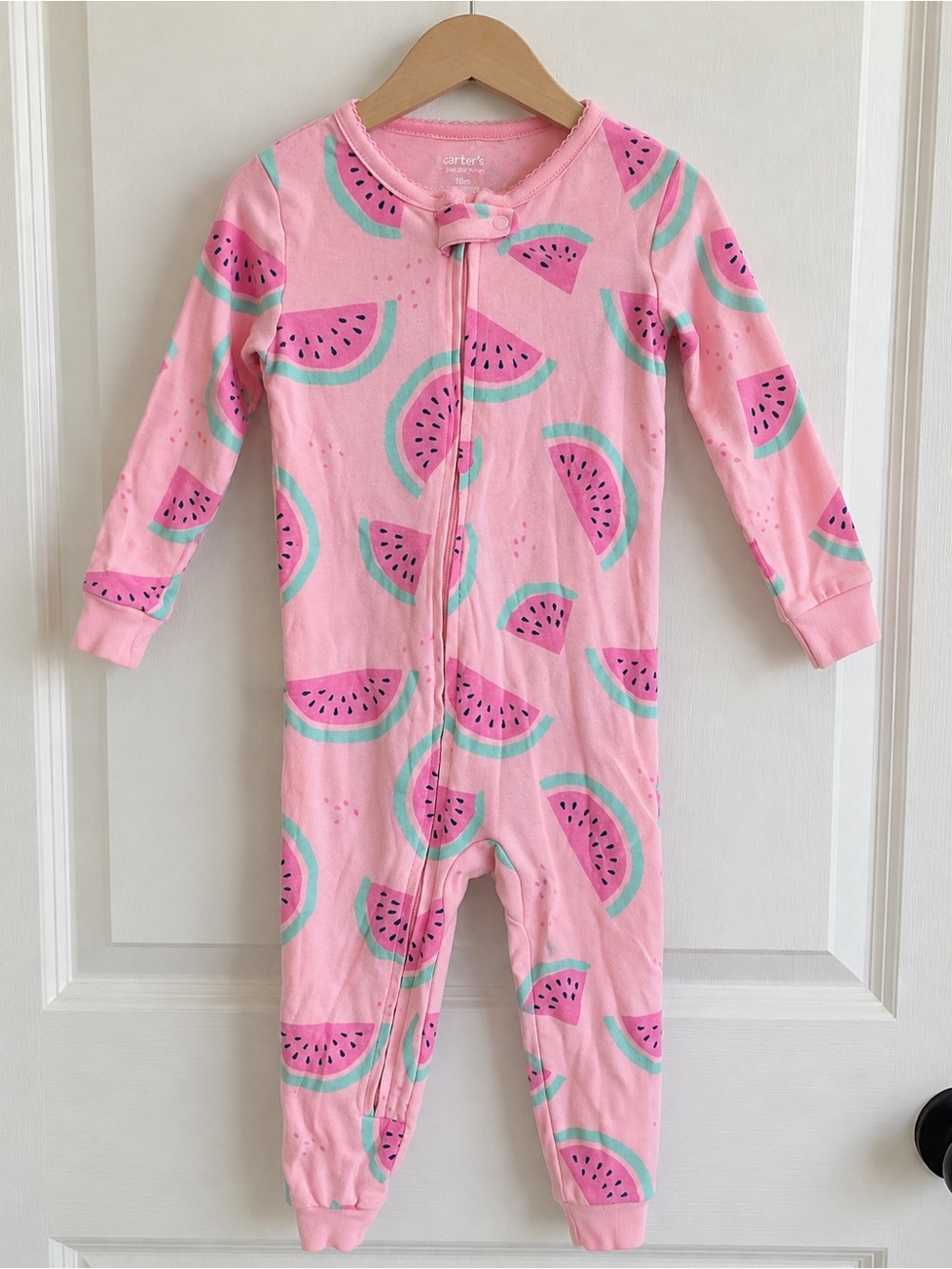 Carter's Pink Watermelon Print Zip Footed One-Piece